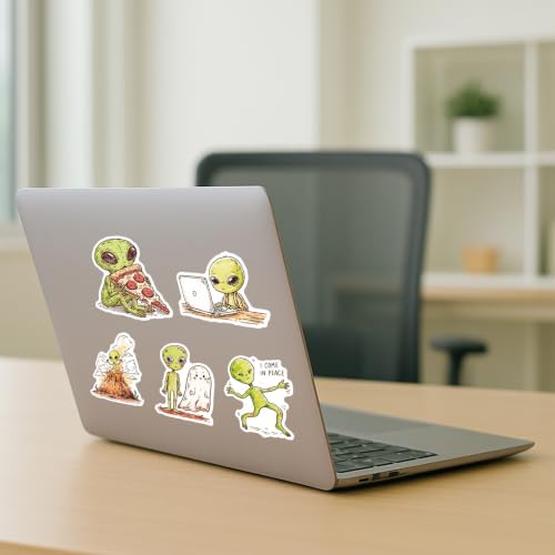 100 PCS Alien Stickers Pack – Waterproof Alien Decals for Water Bottles, Laptops, Phones, Notebook, Cars – Cool Vibrant Graphics for Alien Enthusiast - color: Alien