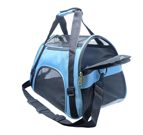ZaneSun Cat Carrier,Soft-Sided Pet Travel Carrier for Cats,Dogs Puppy Comfort Portable Foldable Pet Bag Airline Approved (Medium-Blue) - color: Medium-Blue