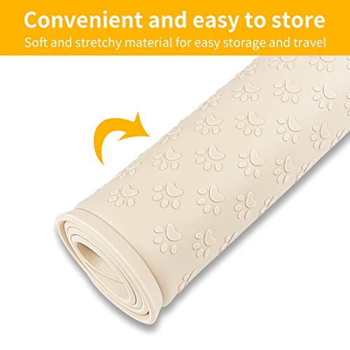 2 Pack Pet Placemat for Dog and Cat, Waterproof Non-Slip Silicone Feeding Bowl Mat Prevent Food and Water Overflow, Puppy Dish Feeder Fountain Trays Suitable for Medium and Small Pets, Beige - color: Beige, size: 11.8"L x 11.8"W - 2 Pack