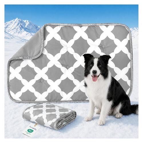 Cooling Mat for Dogs,Stylish Patterns,Self Cooling Indoor Outdoor | Instant Cooling,No Gel,100%Non-Toxic,Claw-Proof,Anti-Slip,Washable,for dog creat,dog bed,Grey L - color: Grey, size: 35"x28"(Large)