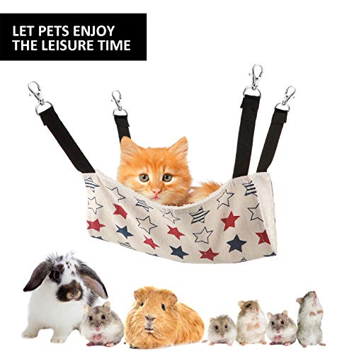 Boao Guinea Pig & Rat Hammock - 4 Pcs Small Animal Hanging Hammock for Chinchilla, Parrot, Sugar Glider & Ferret (Tower, Five Stars, Water Ripples, Cat Head)