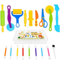 Kleeblatt Dough Tools Set for Kids - 19 Pcs Playdough Kit | 9 Basic Dough Tools, 9 Double-Headed Clay Carving Tools, 1 Cleaning Brush, Exquisite Box - color: KT-DoughTools-1