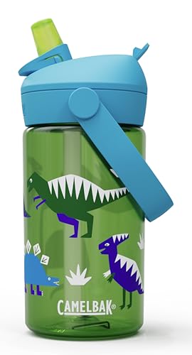 CamelBak Thrive Flip Straw Kids Water Bottle with Bite Valve, Tritan Renew Design for School and Travel, 14oz, Hip Dinos - color: Hip Dinos