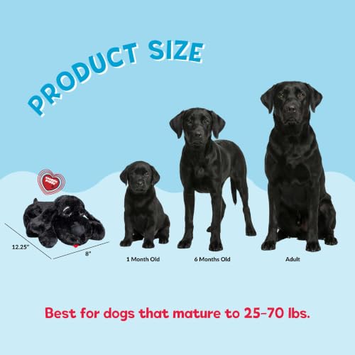 Snuggle Puppy Heartbeat Dog Toy for Puppies, Real-Feel Heartbeat, Calming Sleep Aid and Crate Training Comfort Toy with Heat Pack, Black Plush Design | Calming heartbeat toy, crate training comfort, heat pack, new puppy essentials, first nights, sleep, me