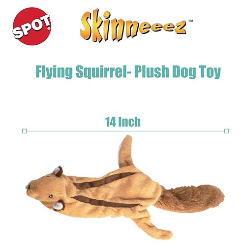SPOT Skinneeez Flying Squirrel 14 Inch Stuffing-Free Plush Squeaky Dog Toy – Soft Tug-of-War Toy for Small and Medium Dogs – Mess-Free Interactive Chew Toy for Moderate Chewers - style: Mini Flying Squirrel