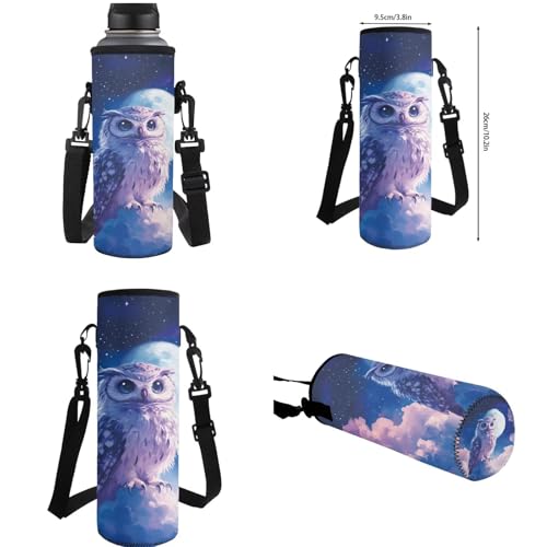 Stand Owl Backpack for School Girls 3rd Grade Boys Bookbag with Lunch Box Water Bottle Holder and Pen Pencil Case 4 PCS Lightweight Back Packs with Compartment for Kids/Toddler - color: Stand Owl