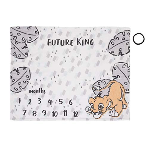 Disney Lion King Simba, Grey, White & Tan Super Soft Milestone Baby Blanket, Grey, White, Charcoal, Tan - color: Disney Lion King Simba Future King