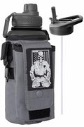 Iron Infidel Battle Bottle - 32 Oz Insulated Water Bottle with Straw Lid & Chug Cap, Stainless Steel Metal Flask Includes Rugged, Removable Sleeve for Keys, Wallet, & Phone (Earned, Not Given 1 Liter) - color: 32oz - Earned, Not Given, size: 32 Ounces