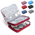 Electronic Organizer Travel Case, Double Layer Cable Organizer Bag | Double-layer design with adjustable dividers, mesh pockets and elastic loops for chargers, cables, power banks and gadgets - color: red