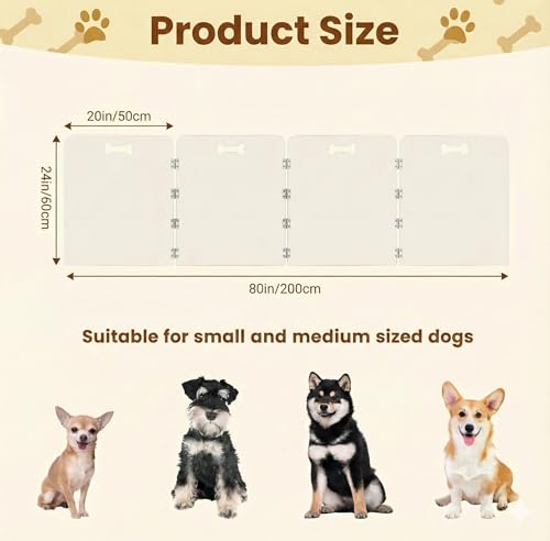 4-Panel Clear Acrylic Freestanding Dog Gate, Folding Pet Barrier | Transparent Puppy Fence with Handles, Foldable Playpen for House, Indoor Stairs, Doorways, Small Dogs & Rabbit - size: 4-Panel
