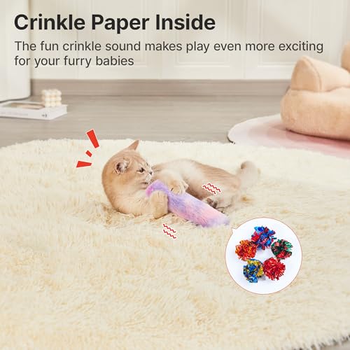 Potaroma Cat Toys Pillows, 3 Pcs, Catnip Inside, Interactive Indoor Fun | Crinkle Sound, Soft and Durable, Kitten Kicker, Promotes Kitty Exercise - color: Pastel Colors