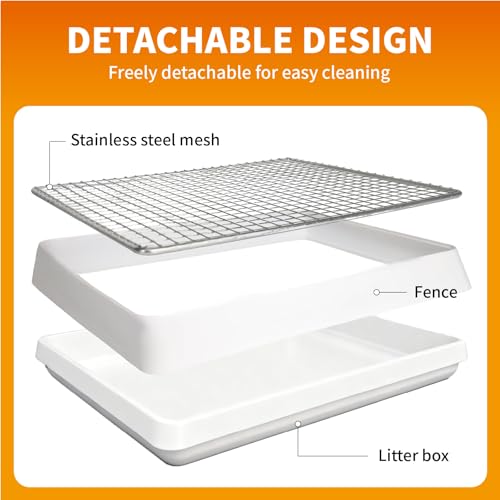 BESNEW 3 in 1 Rabbit Hay Feeder with Litter Box,Upgraded Metal Hay Rack & Litter Tray & Water Bowl,Quick Cleaning,Easy to Install,Bunny Supplies for Rabbit Guinea Pig Chinchilla Small Animals - color: White, size: 10in set