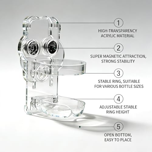 Strong Magnetic Hamster Water Bottle with Holder, 2.7oz No Drip Small Animal Water Bottle for Glass Tanks, Hamsters, Gerbils, Mice, Rats, BlueZ9476-5