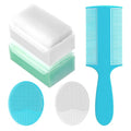 Cradle Cap Brush for Babies, Set of 5 Baby Bath Essentials with Bath Sponge Silicone Scrubber Long Handle Comb for Newborns Toddlers Boys Girls (Green) - color: Green Brush+long Comb