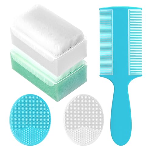 Cradle Cap Brush for Babies, Set of 5 Baby Bath Essentials with Bath Sponge Silicone Scrubber Long Handle Comb for Newborns Toddlers Boys Girls (Green) - color: Green Brush+long Comb