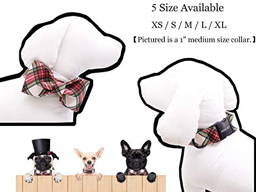 ARING PET Christmas Dog Collar Bowtie, Cute Red Green Xmas Holiday Pet Collars with Bow for Puppy Small Medium Large Boy Girl Dogs-XS - color: Christmas-Plaid, size: X-Small (Pack of 1)