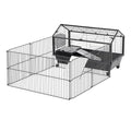 PawHut Small Animal Cage with Foldable Run Area, Rolling Bunny Cage, Guinea Pig Cage, Hedgehog Cage with Water Bottle, Water Bowl, and Ramps, 35" L | Guinea Pig Hutch, Hedgehog Cage, Water Bottle, Water Bowl, Ramps - size: 50.5"L x 34.8"W x 22.0"H