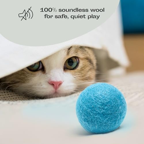 MEOWFIA Wool Ball Toys - 6-Pack of Safe for Cats and Small Dogs Balls - 1.5 Inch Felted Wool Cat Toy and Dog Toy - Perfect with Cat Cave - Silent - Mini Tennis Balls - (2in/Aquamarine) - size: 2.0 Inch