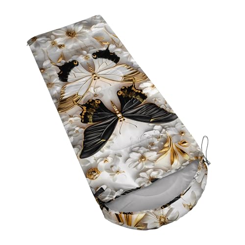 AILONEN Midnight Meow Sleeping Bag, Charcoal Cat Eyes Crescent Graphic, Portable Camp Sack Sleepover Style - color: S159