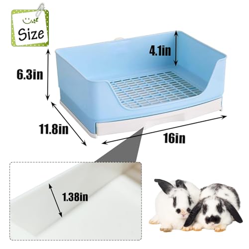 kathson Large Rabbit Litter Box Trainer, Potty Corner Toilet with Drawer Bigger Pet Pan for Adult Hamster, Guinea Pig, Ferret, Galesaur, Bunny and Other Animals (Blue) - size: Blue