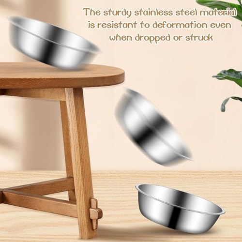 kathson 12 PCS Small Stainless Steel Dog Bowls, Replacement Metal Puppy Food Water Bowl Set Suit for Indoor Outdoor, Pet Feeding Dish for Small Animals Kitten, Dishwasher Safe (4.3 in) - size: 4.3 in dia.