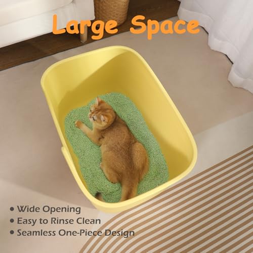 SpaceTime Extra Large Litter Box with High Sides & Low Entry,XL Anti-Splashing Kitty Litter Pan,Jumbo Multi Cat Litter Box,Tool-Free Assembly,Easy to Clean (Grey) - color: Pure Grey