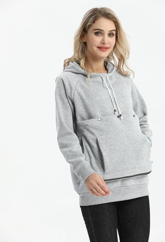 Pet Cat Dog Pouch Hoodie Small Animal Carrier – Kitten Puppy Pouch Sweatshirt Holder Fleece Unisex Hoodies Light Grey - color: Light Grey, size: Medium