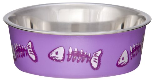 Loving Pets Bella Bowl Designer & Expressions, Cat Bowl, X-Small, Skeleton Design, Lilac