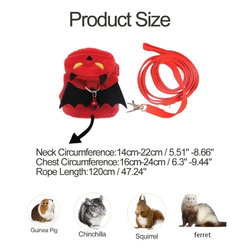 Small Animal Harness and Leash Set, Adjustable Escape-Proof Ferret Harness Vest for Adult Ferret, Meerkat, King Squirrel & Fancy Rat, Soft Comfortable Pet Walking Harness with Red Leash - color: Red