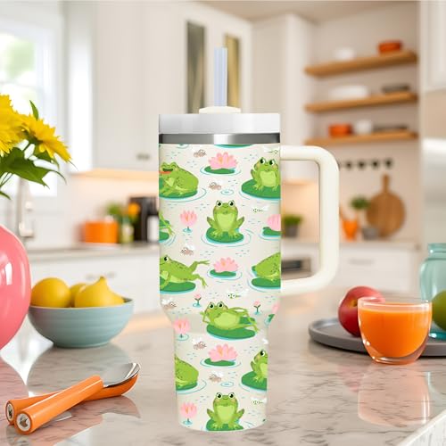 Frog Gifts.40oz Frog Tumbler with Handle.Frog Lover Cup Gift.Birthday Christmas Frogs Tumblers Gift for Women Men. - style: Frog