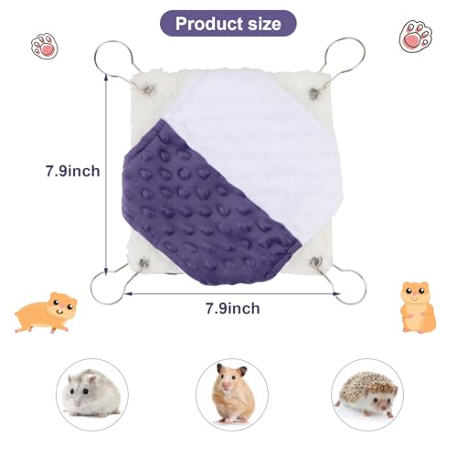 7.9x7.9Inch Guinea Pig Hammock, Rat Hammock & Ferret Hammock for Cage - Small Animal Hanging Bed with Metal Hooks for Chinchilla, Sugar Glider, Parrot (Bunk Bed Design,Small) | Soft arctic fleece, sleep/hide/play, machine washable, hooks easy hang, 7.9"x7