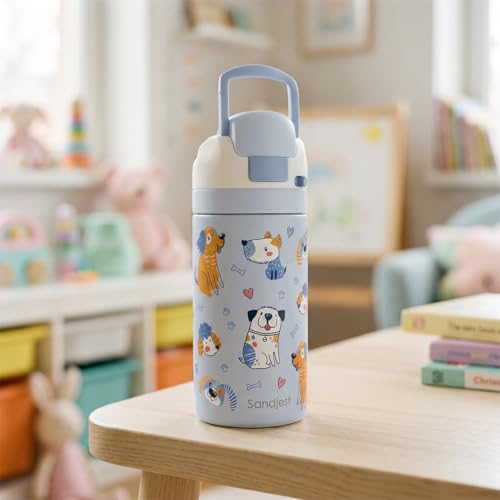 Dog Kids Insulated Stainless Steel Water Bottle 16 Oz, Travel Tumbler for School, Sports for Girls, Boys Christmas, Birthday, Back To School - color: Dog
