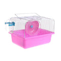 Small Pet Hamster Cage with Running Wheel Water Bottle Food Basin Portable Carrier House Mice Home Habitat for Going Out, Traveling (Pink) - color: Pink