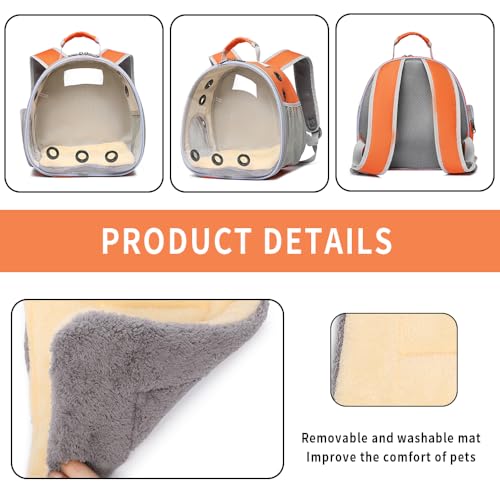 Bunny Carrier, Guinea Pig Carrier,Small Animal Carrier Backpack for Rabbit,Bearded Dragon, Lizard,Hamster,Kitten. Breathable Pet Travel Cage Bag (Orange) - color: Orange