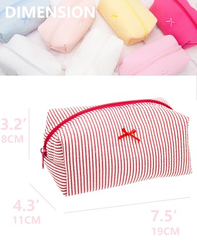 PAZIMIIK Cozy Makeup Bag for Women,Zipper Cosmetic Pouch,Stripe Red | Soft Cosmetic Organizer for Makeup,Skincare,Toiletries,Daily Beauty Essentials,Purse,On-the-Go,Bridesmaid Gifts - color: Stripe Red