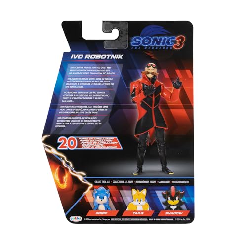 Sonic 3 Movie Action Figures 5-Inch Ivo Robotnik Collector Toy Figure, Highly Articulated for Boys Girls - Officially Licensed Sonic The Hedgehog 3 Movie Product - color: Ivo Robotnik