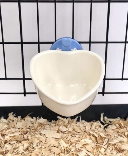 Patented Removable Heart Shaped Food Bowl for Dogs/Puppies/Rabbits/Cats/Guinea Pigs/Chinchillas/Birds -Water Dish for Small Pets or Animals - for Wire Cages or Crates 8 oz, Blue (C607) - color: Blue