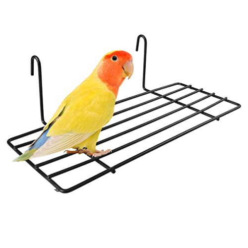 TEHAUX Bird Perch, Bird Cage Grid Perch Parrot Platform Grid Frame Parrot Stand Shelf for Cage Playground s Toys Standing for Parakeet Cockatiel - Black 1pc - color: Black