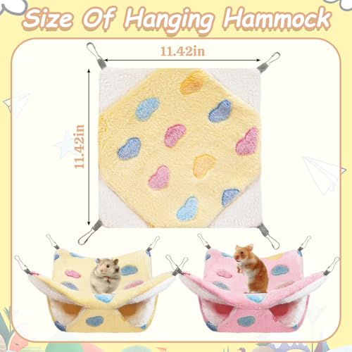 2 Pcs of Rat Hammocks Small Animal Hammock Rat Bed Guinea Pig Hammock Rats Cage Accessories for Small Animals Chinchilla Parrot Sugar Glider Ferret Squirrel - color: Yellow£¬Pink