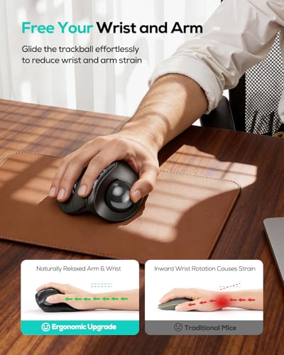 Nulea Wireless Trackball Mouse Ergonomic Vertical Design Thumb Control | Rechargeable mouse with quiet clicks,4 DPI levels,3 device Bluetooth & USB receiver,smooth tracking,compatible with PC-Black - color: D-Black