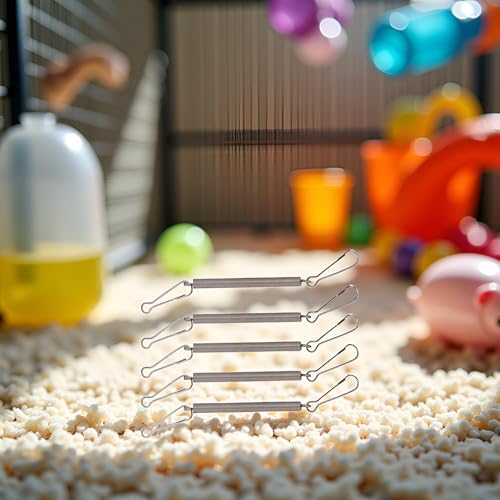 5Pcs Spring with 2 Clips Used Singly or in Combination to Hold Rabbit Water Dispenser Drinking Bottle for Small Animals Feeding and Watering Supplies