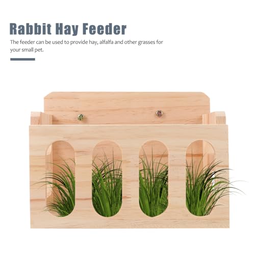 Balacoo Rabbit Hay Feeder 9.25 x 5.5 x 6.8 Inch Wooden Small Animal Feeder Rack – Mess-Free Foraging Design & Floor-Saving Mounting – for Guinea Pig, Chinchilla, Rabbit Cage or Floor Use