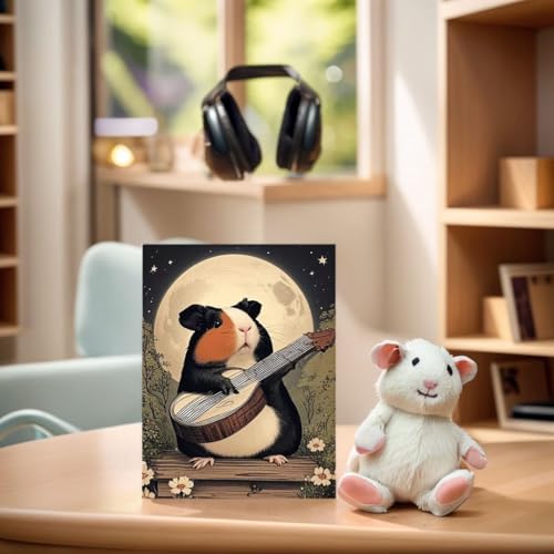 Berlun Vintage Framed Animal Wall Art for Bathroom - Funny Animal Canvas Prints Pictrues, Unique Guinea Pig Decor, Retro Aesthetic Painting for Living Room, Bedroom, Waterproof Home Decor Gifts for Family Member and friends 12x15" WY-12 - color: Vintage c