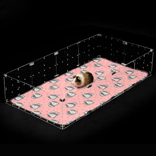 GuineaLoft™ Guinea Pig Cage Liner 2-Pack - Pink, 47" x 24" Reusable Washable Bedding, Absorbent & Waterproof Pee Pad for Model-A & C&C Cages, Rabbits, Dogs, Cats & Small Pets - color: Pink
