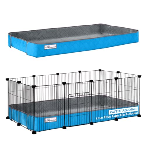 Paw Inspired Reversible Critter Box, C&C 2x4 (12-Inch Grids), Gray/Blue | Washable Fleece Cage Liner, Raised Sides, Bedding for Guinea Pigs Rabbits, Hamsters, Small Animals, Edge Protected Pee Pads - color: Gray/Blue, size: 2x4 (12" Grids)