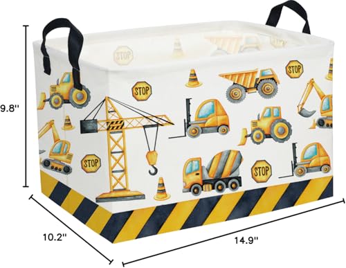 Essme Rectangular Kids Baskets,Car Storage Basket with Handles for Boys Room Decor,Vehicle Storage Bin（Engineering Vehicle） - color: Engineering Vehicle