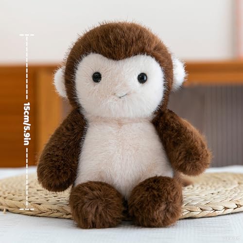 Cute Monkey Stuffed Animal Plushie Soft Plush Gift for Kids 6” | Palm-Sized Monkey Plush Toy, Desk Decor, Birthday Christmas Valentine’s Day Gift for Girls Boys Girlfriend Boyfriend - color: Monkey