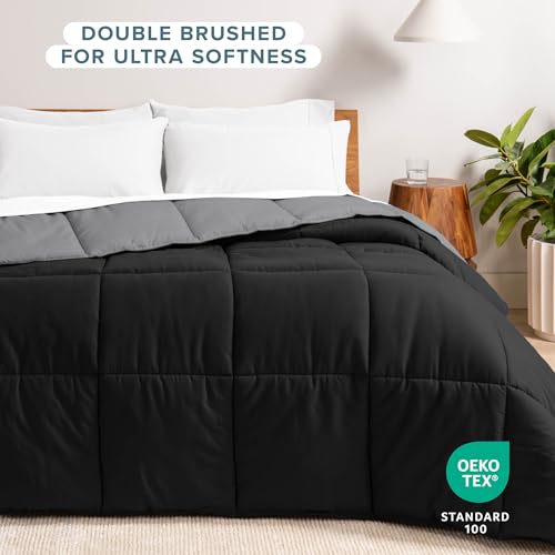 Bare Home California King Comforter - Reversible Colors - Goose Down Alternative - Ultra-Soft - Premium 1800 Series - All Season Warmth - Bedding Comforter (California King, Black/Grey) - color: 07 - Black/Grey, size: California King