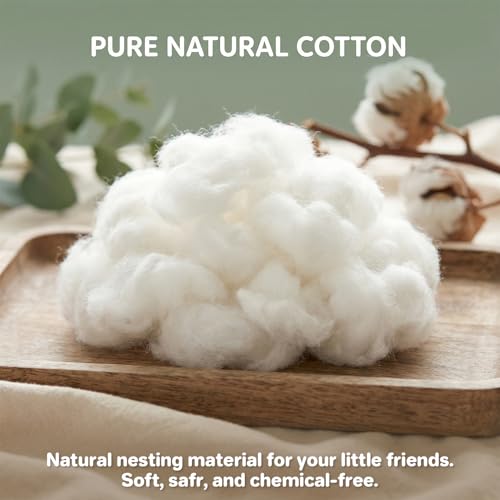 RAINFLOW 5OZ Natural Nesting Material - Cotton Hamster Bedding | Animal Nest Bedding for Small Pets, Wild Birds, Rabbits, Sugar Gliders, Squirrels, Hamsters Cozy Nesting Fiber Supplies