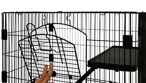 Homey Pet Rat Cage, Small Animal Cage for Ferret, Chinchilla, Guinea Pig | Lockable Wheels, Splash Guard, Easy-Clean Pull-Out Grid Tray, Non-Slip Ramp, Wide Shelf, Safe Lock, Chew-Proof, Black 3-Tier - size: 24.8"L x 16.5"W x 37.8"H